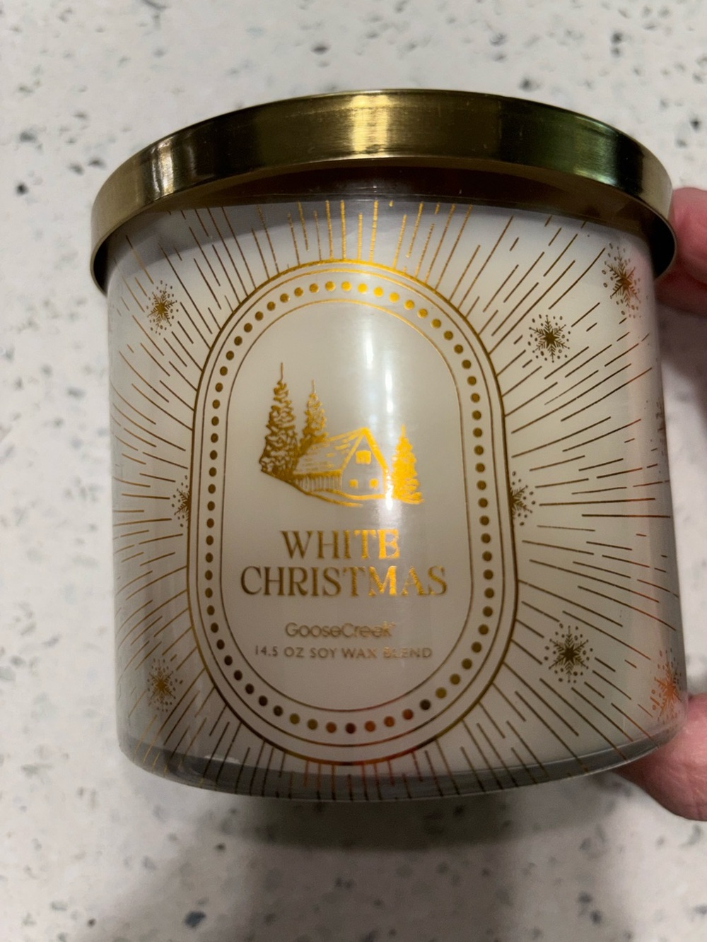 Goose Creek "White Christmas" Gold-Accent Soy Candle